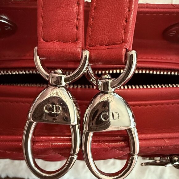 Christian Dior Lambskin Cannage Large Red Lady Dior Shoulder Bag - Picture 3 of 12
